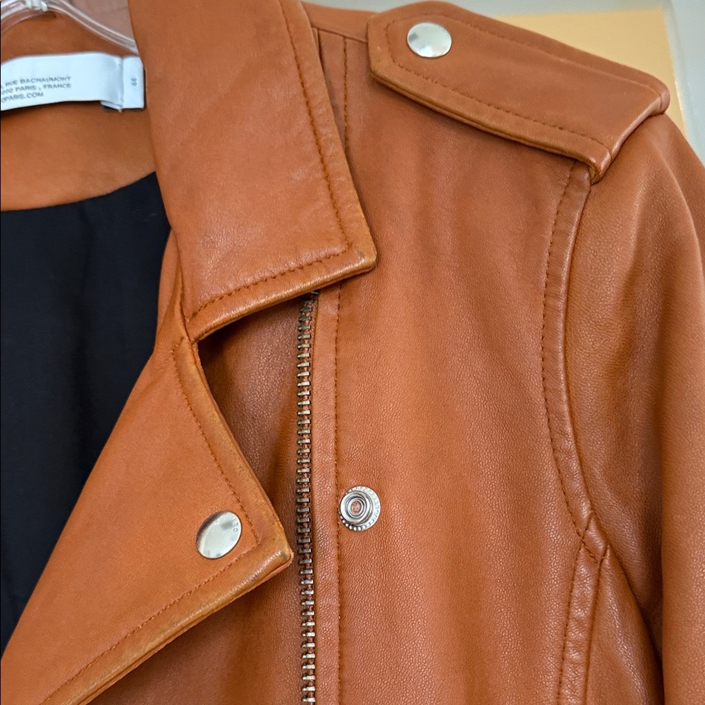 IRO Ashville Camel Brown Leather Jacket with Silver Accents - Picture 4 of 12